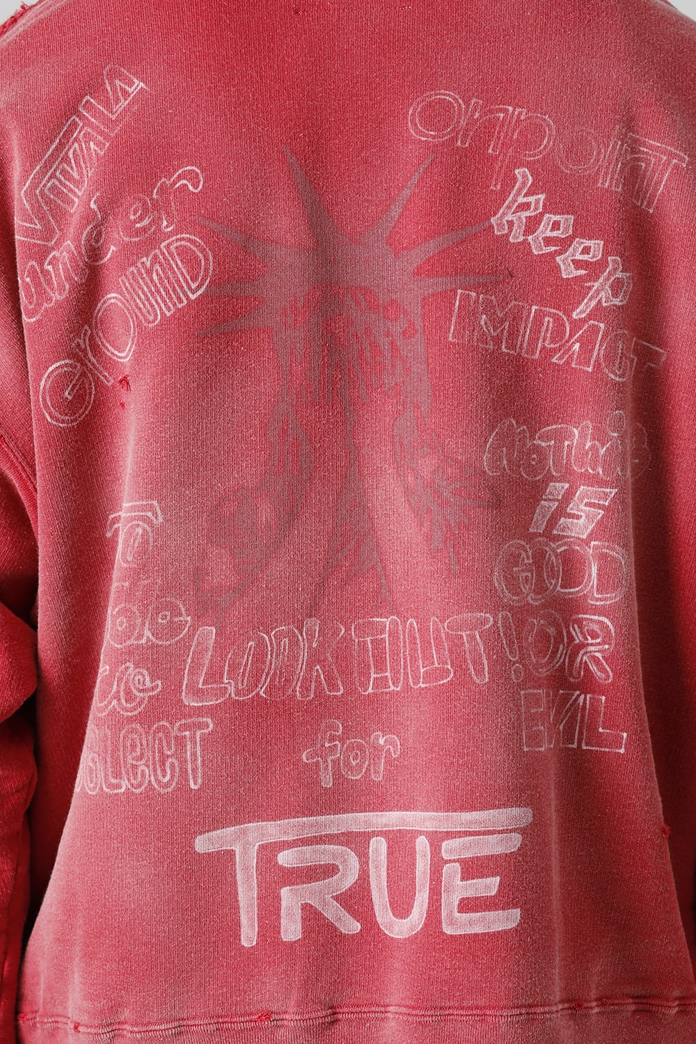Distressed Hoodie Red