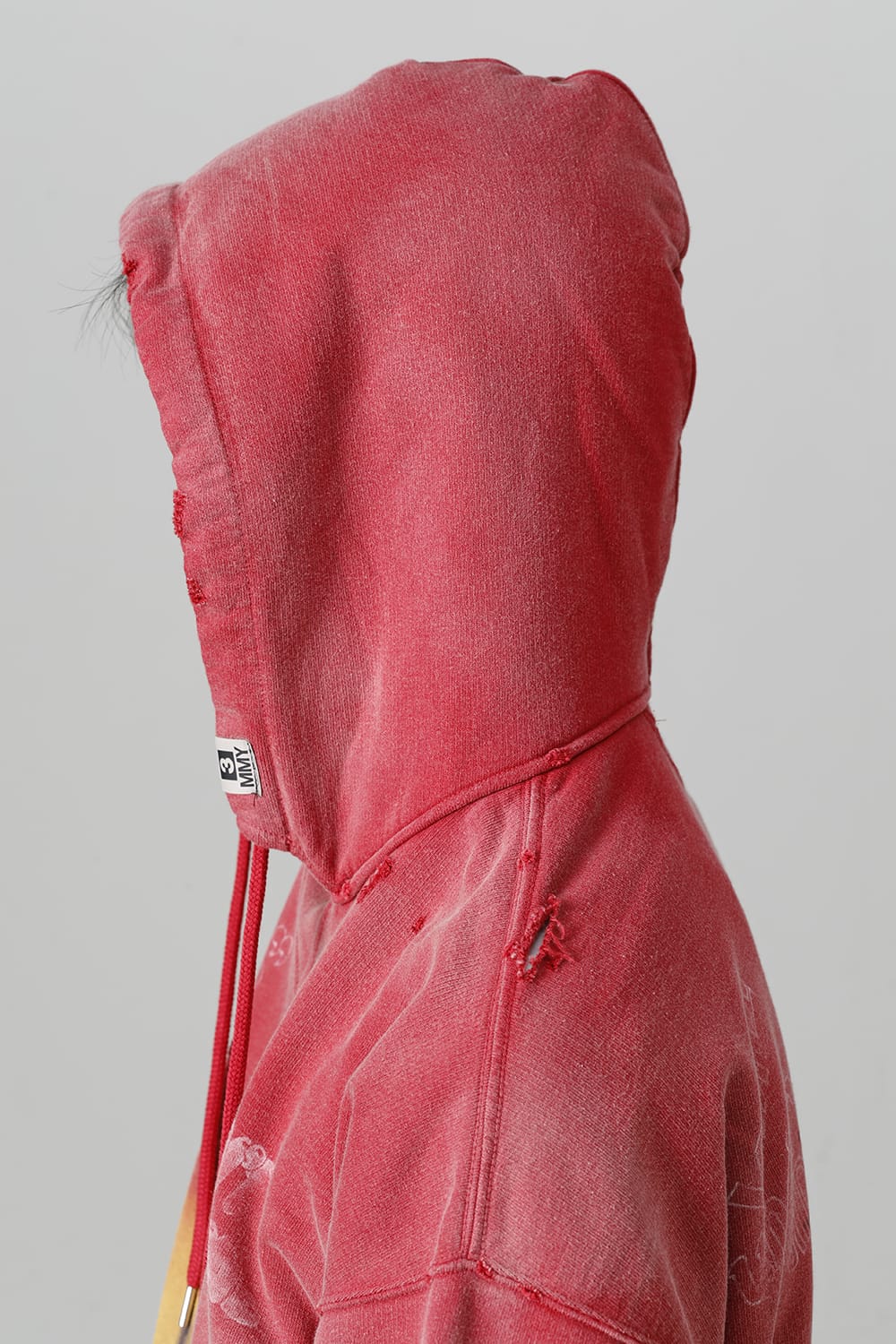 Distressed Hoodie Red
