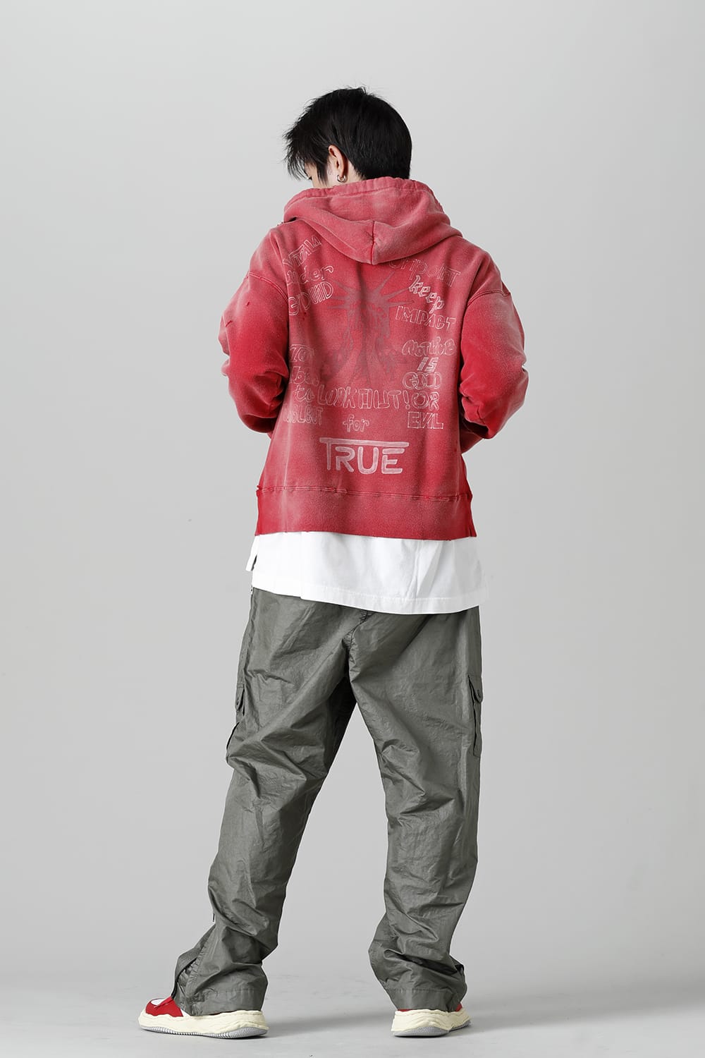 Distressed Hoodie Red