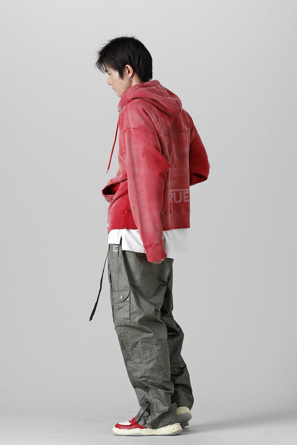 Distressed Hoodie Red