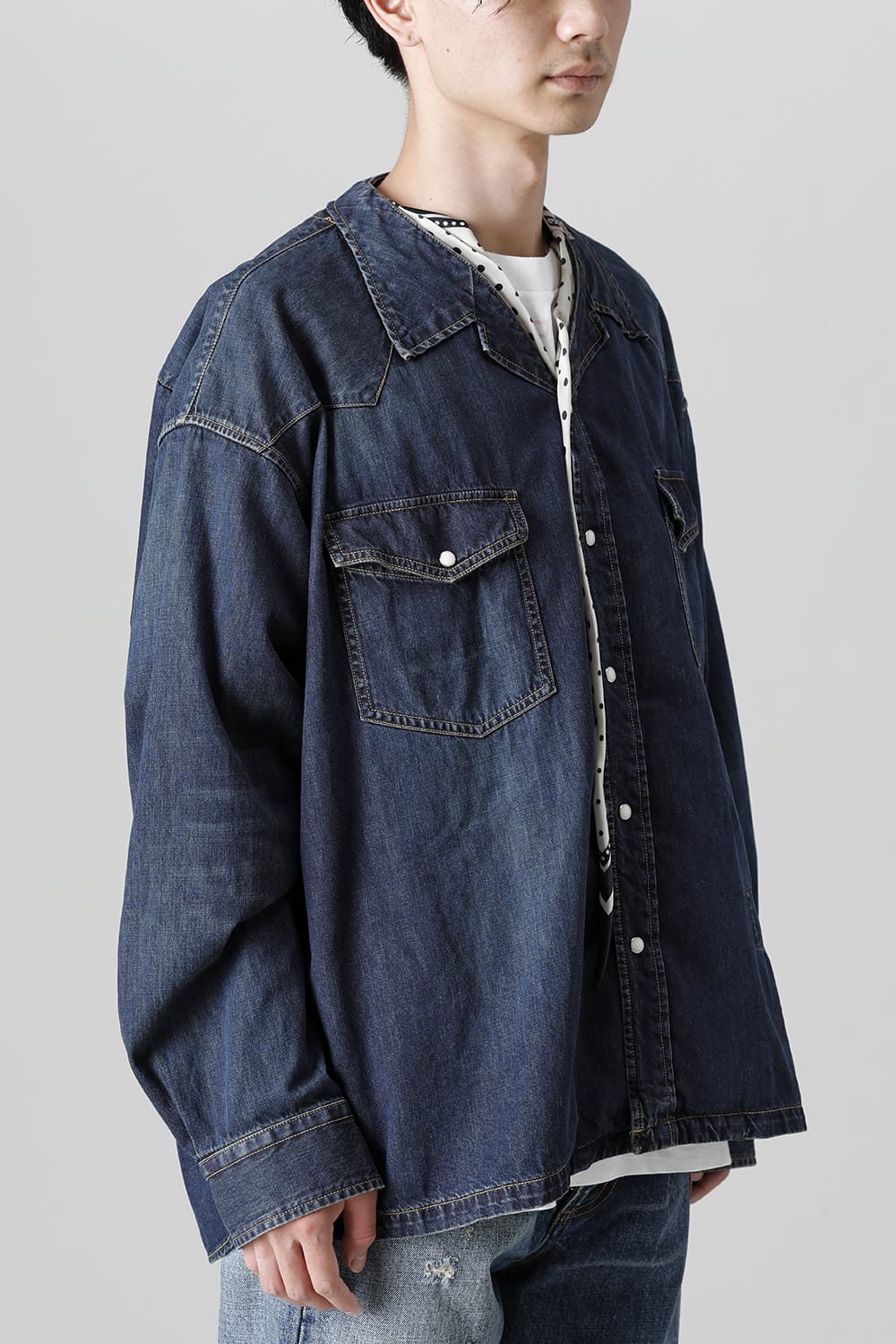 Scarf Denim Shirt