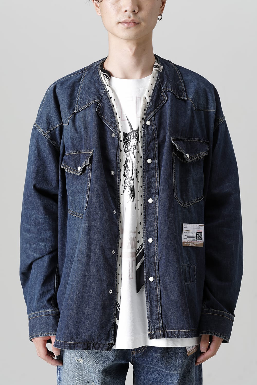 Scarf Denim Shirt
