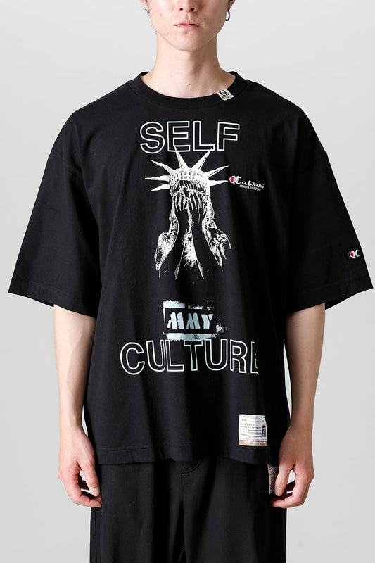 SELF CULTURE printed Tee Black