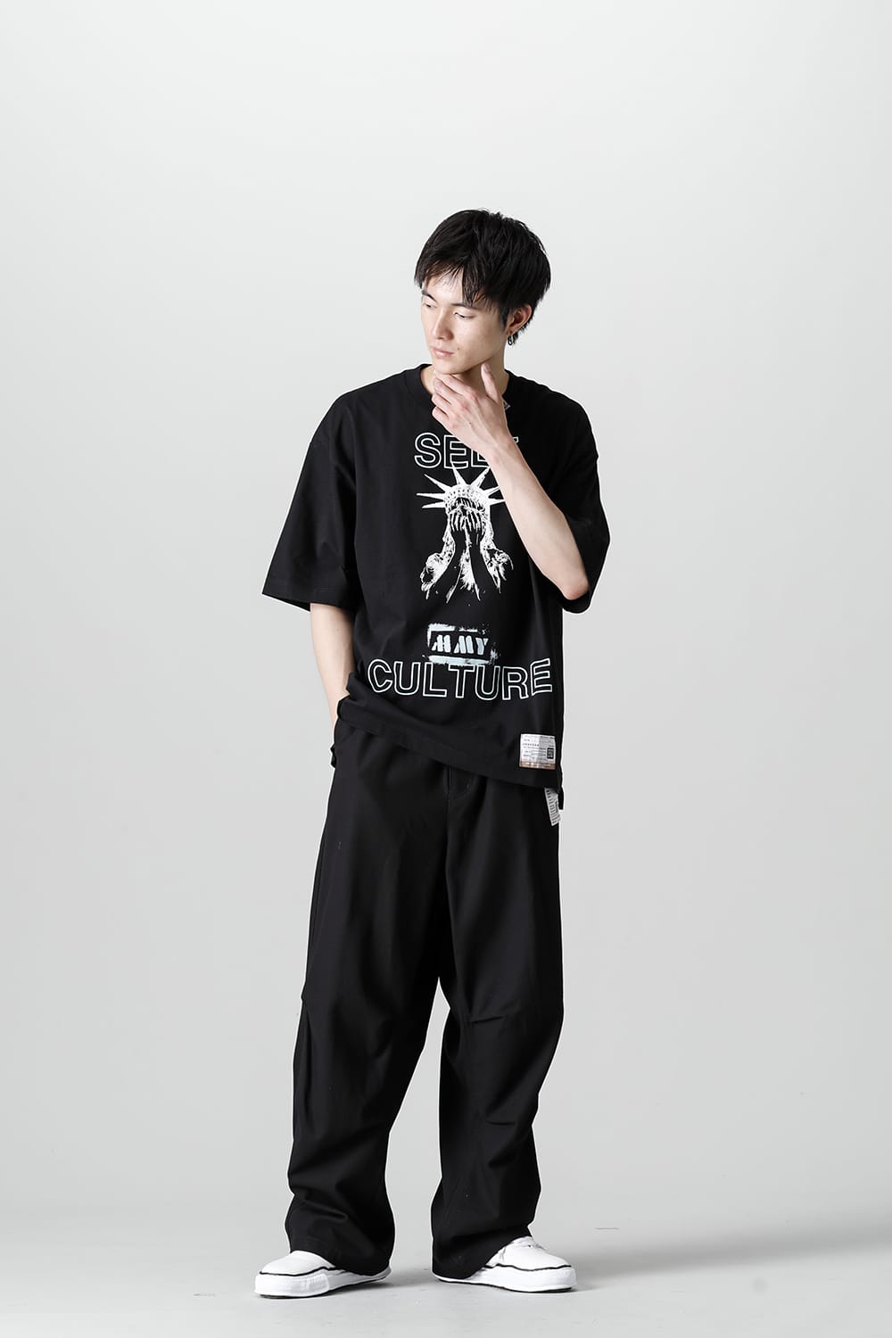 SELF CULTURE printed Tee Black