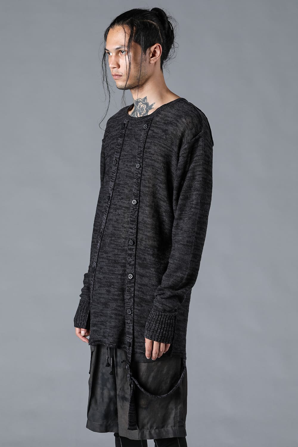 リネンニットWオープンカーディガン