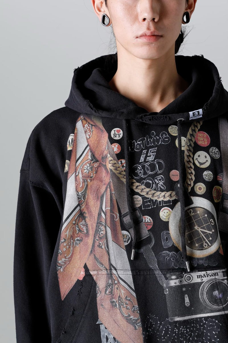 Trompe l'oeil printed hoodie