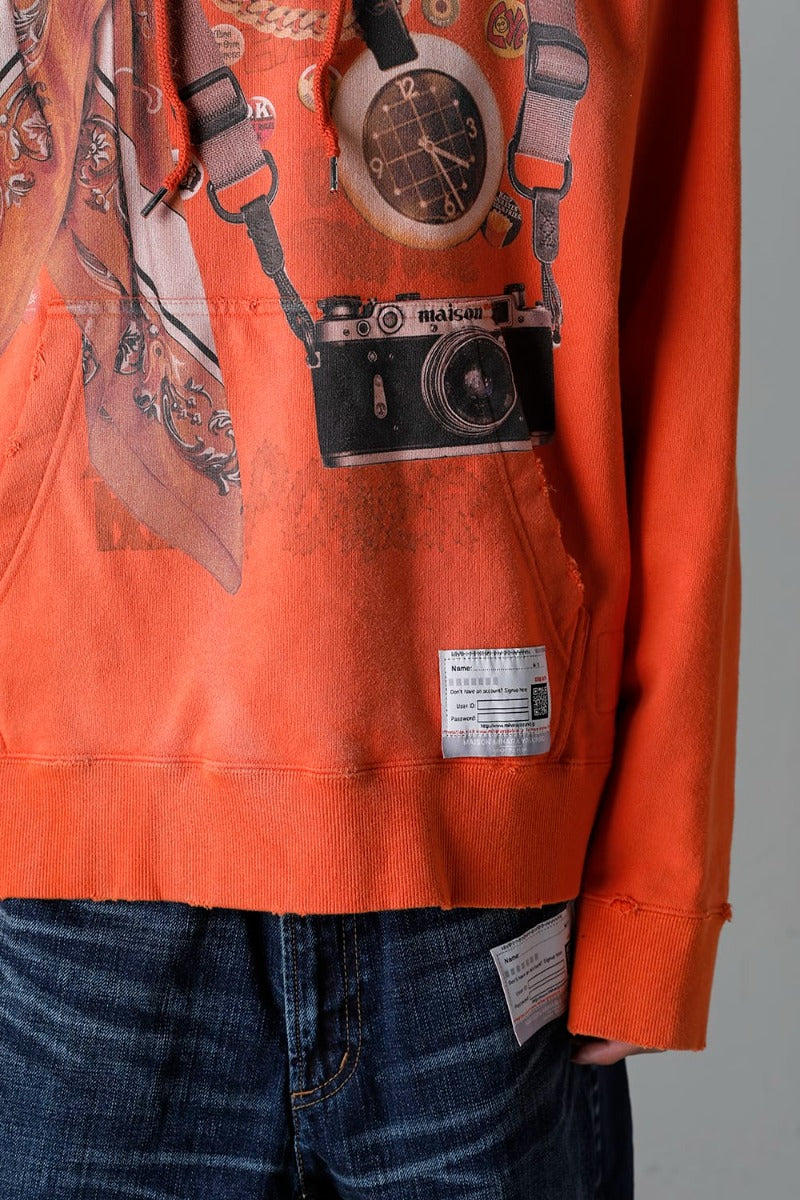 Trompe l'oeil printed hoodie Orange