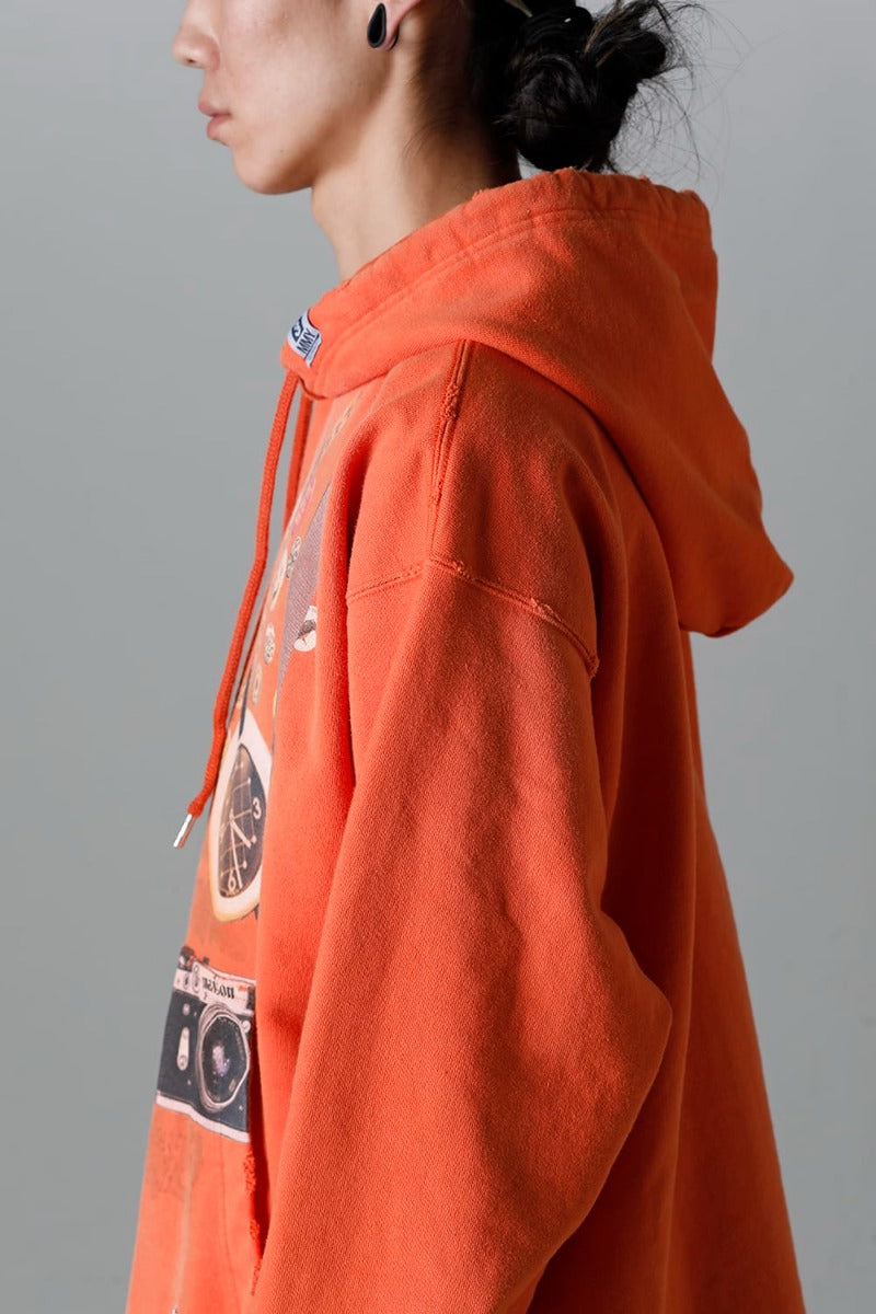 Trompe l'oeil printed hoodie Orange