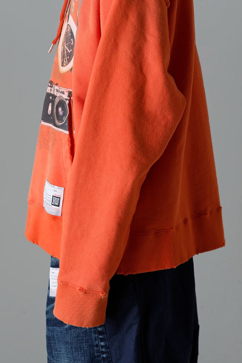 Trompe l'oeil printed hoodie Orange