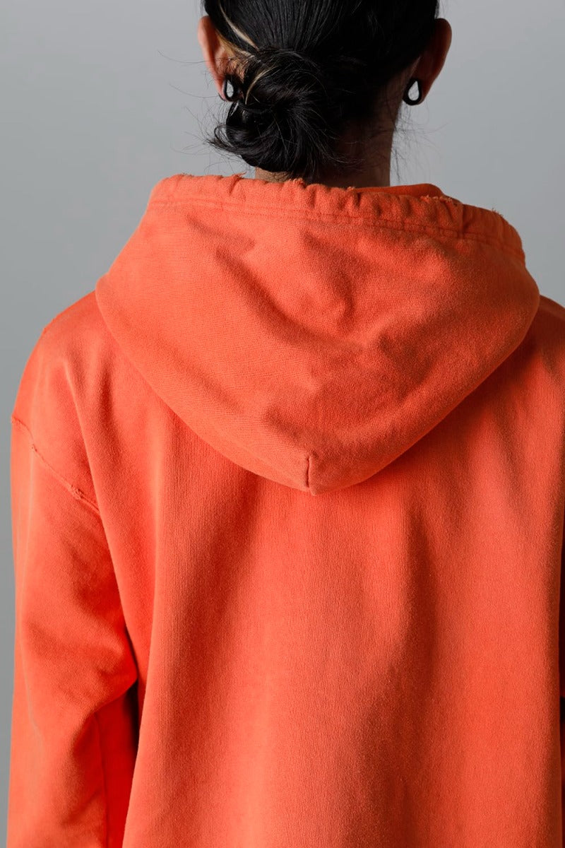 Trompe l'oeil printed hoodie Orange