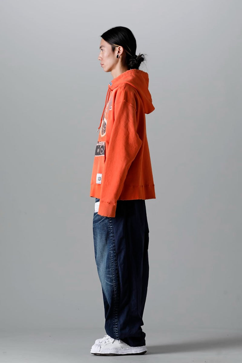 Trompe l'oeil printed hoodie Orange