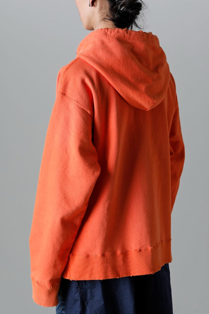 Trompe l'oeil printed hoodie Orange