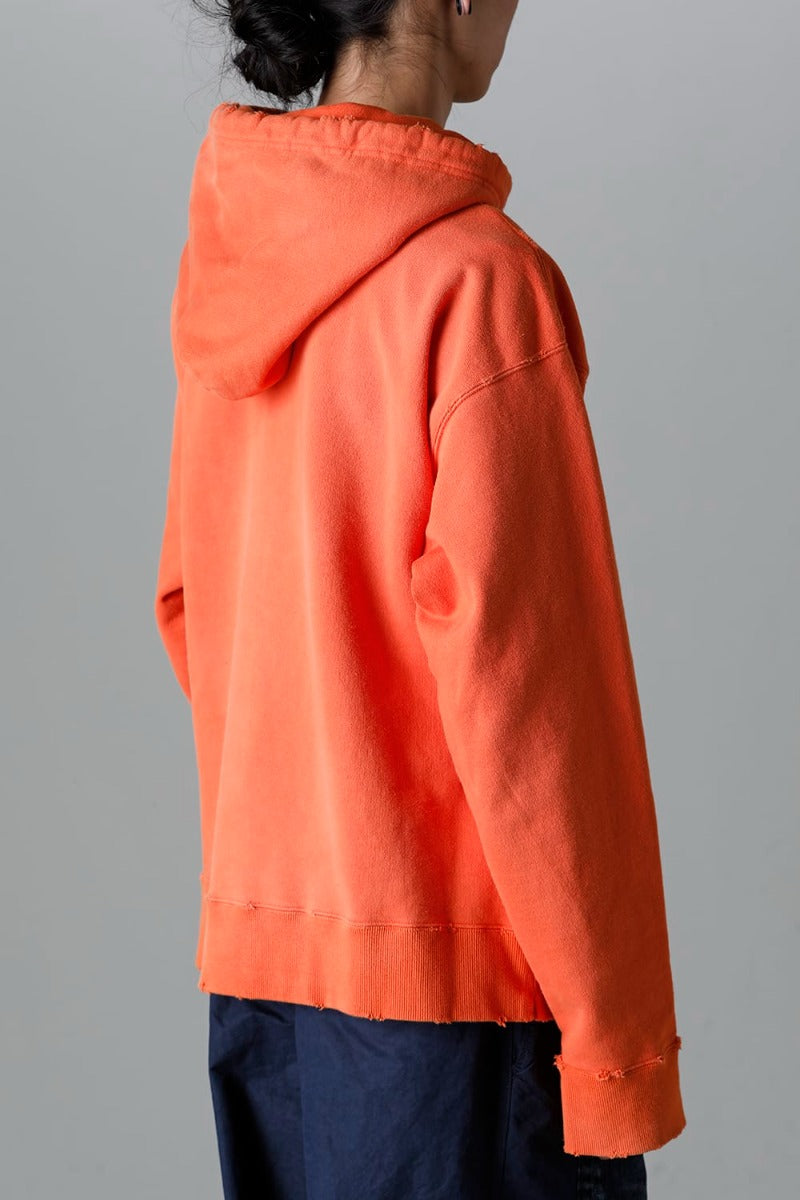 Trompe l'oeil printed hoodie Orange