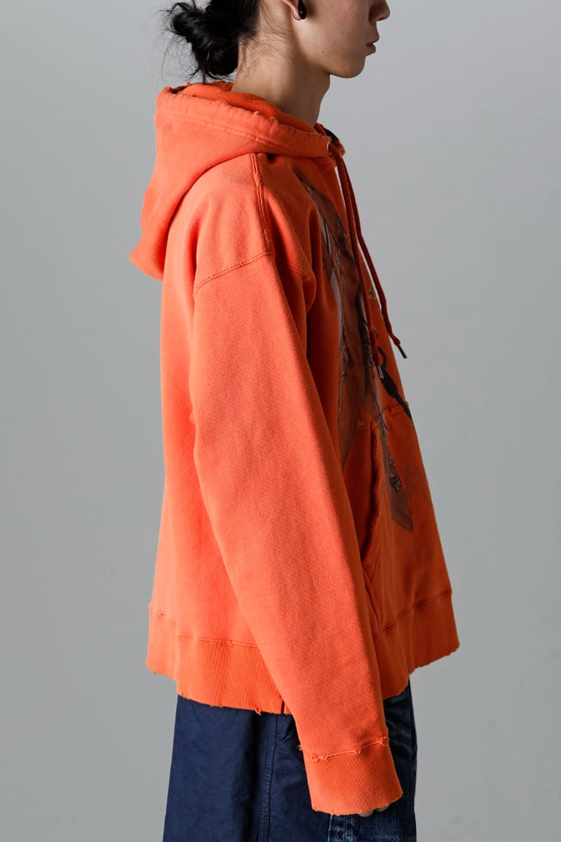 Trompe l'oeil printed hoodie Orange