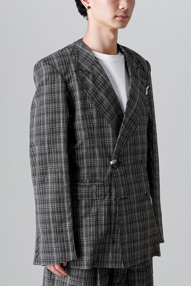 Wide KASURI Check Blazer