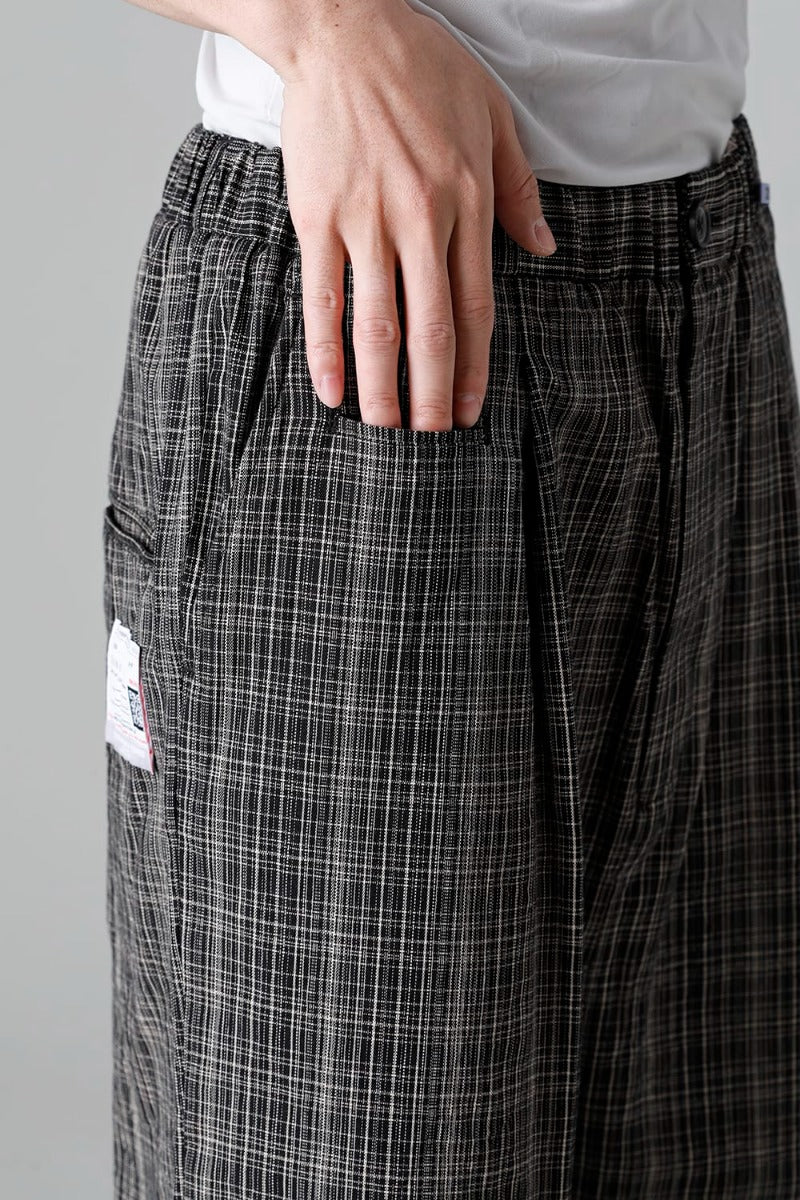 Wrapped-waist KASURI Check Shorts