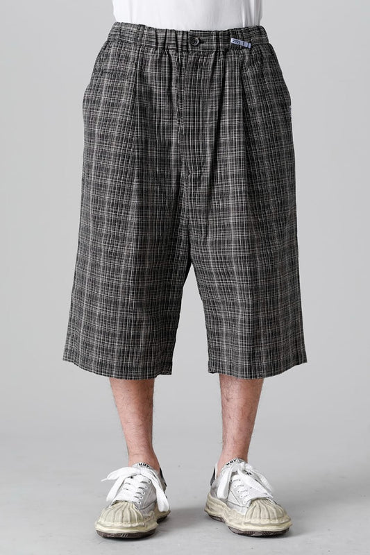 Wrapped-waist KASURI Check Shorts