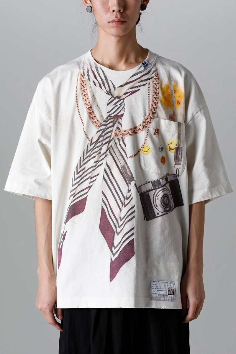 Trompe l'oeil printed Tee  White