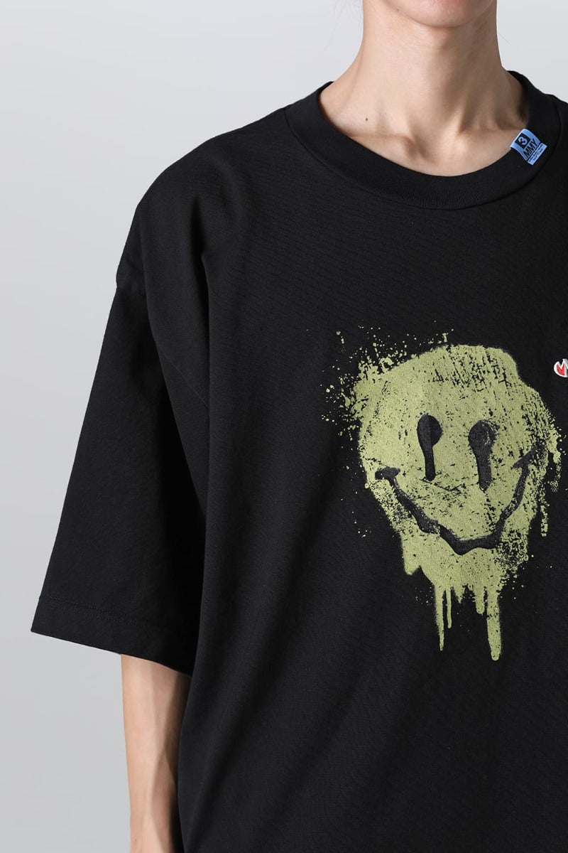 Smily Face Printed Tee Black