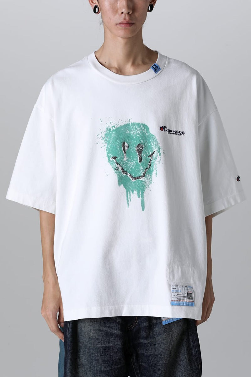 Smily Face Printed Tee White