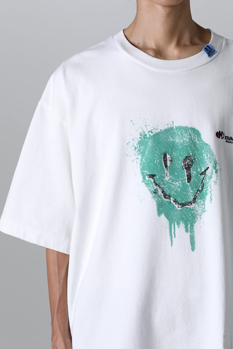 Smily Face Printed Tee White