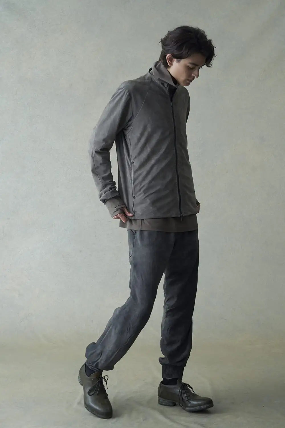 Jacket soft nubuck cow leather Slate Gray