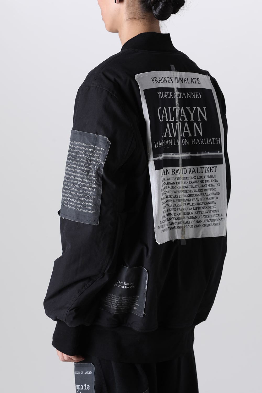 Oversized Bomber Jacket w/Printed Patches