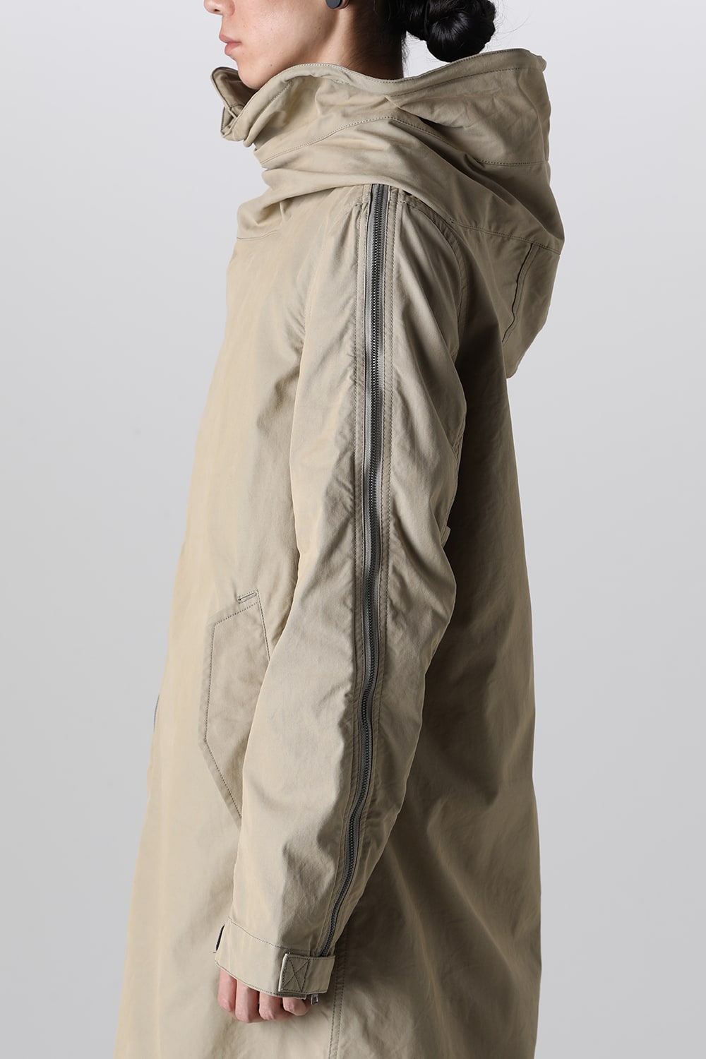 Multi Zip Military Hoodie Coat - Without Patches Beige