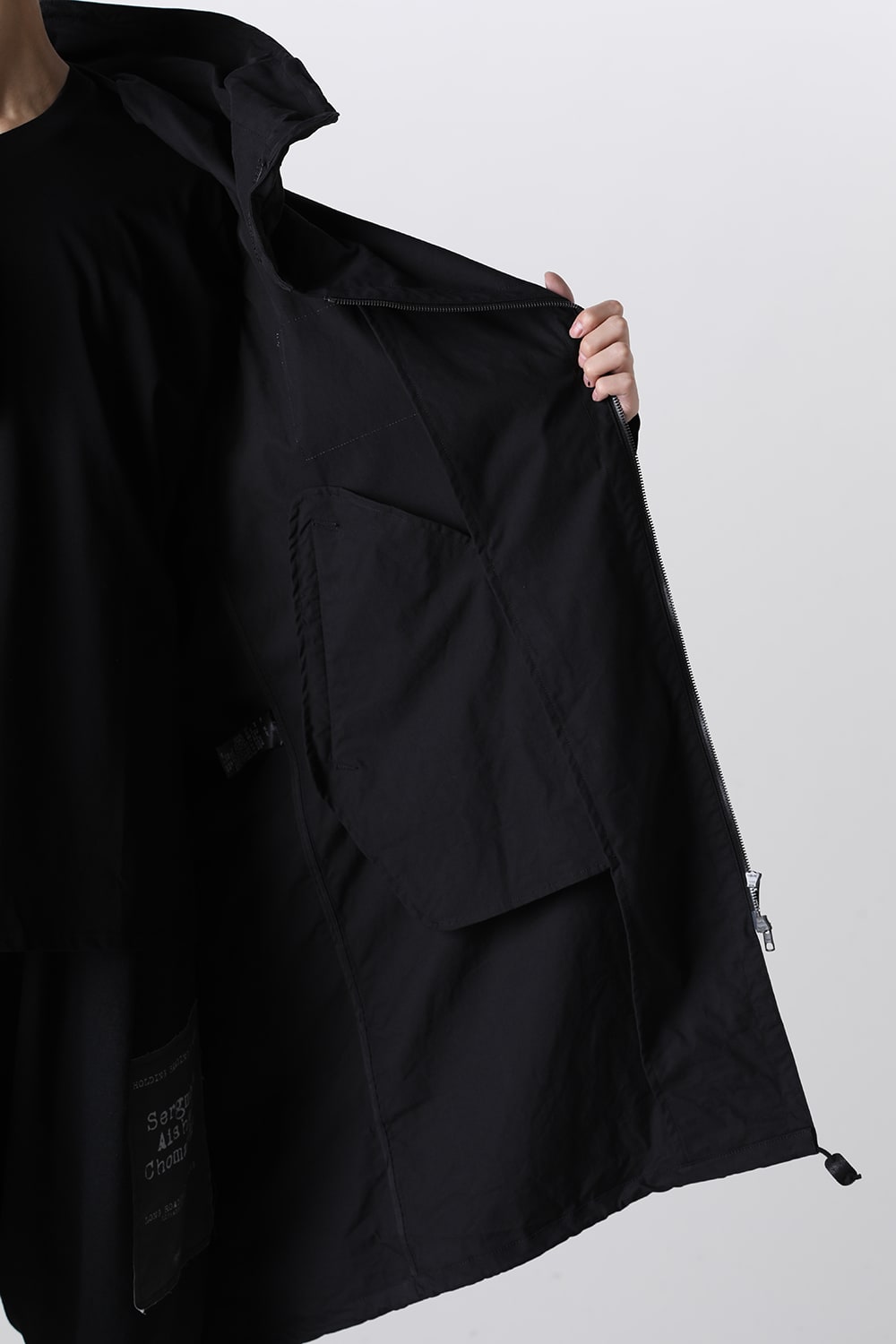 Multi Zip Military Hoodie Coat w/Printed Patches