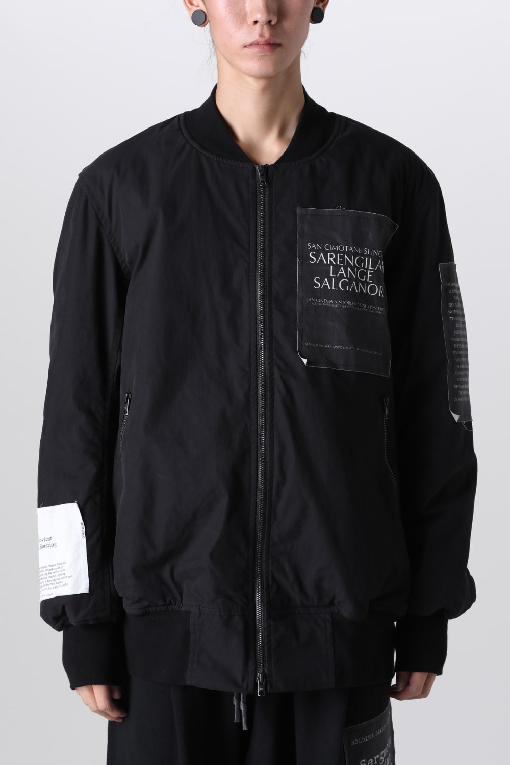 Oversized Bomber Jacket w/Printed Patches