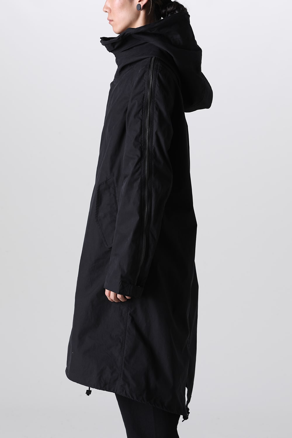 Multi Zip Military Hoodie Coat - Without Patches Black