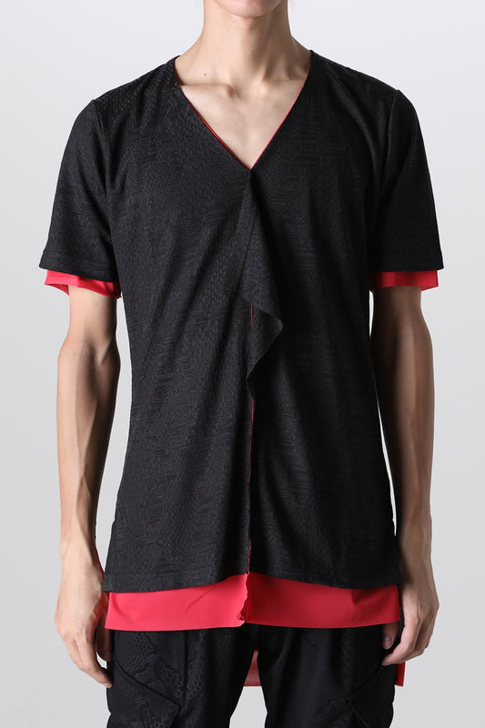 Layered Petit Frill T-Shirt Black&Red