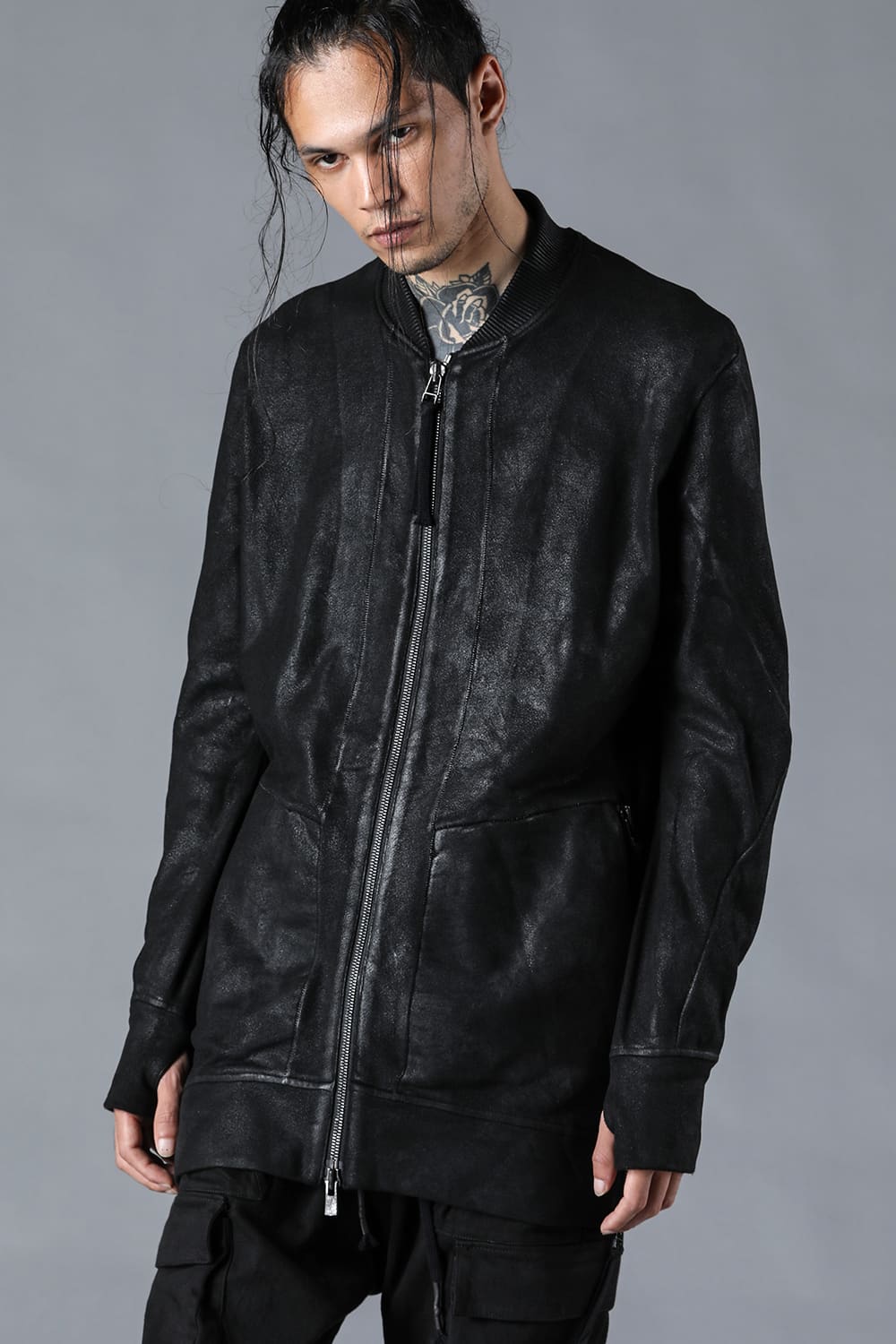 Untwisted Fleece-Line Coated Bomber Jacket