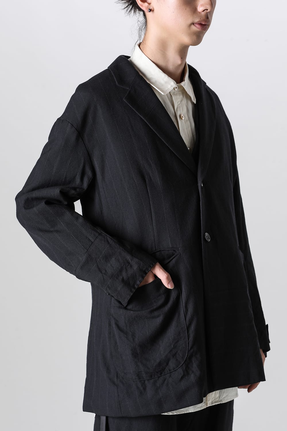 Patch Worked Relax Fit Blazer Stripe Serge Wool HERBIE