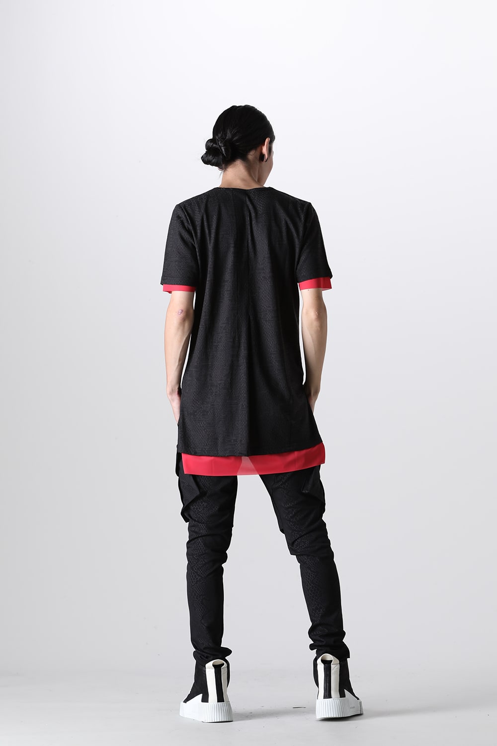 Layered Petit Frill T-Shirt Black&Red