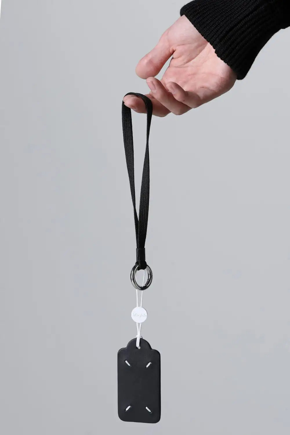 Tag Key Ring With Short Lace Black