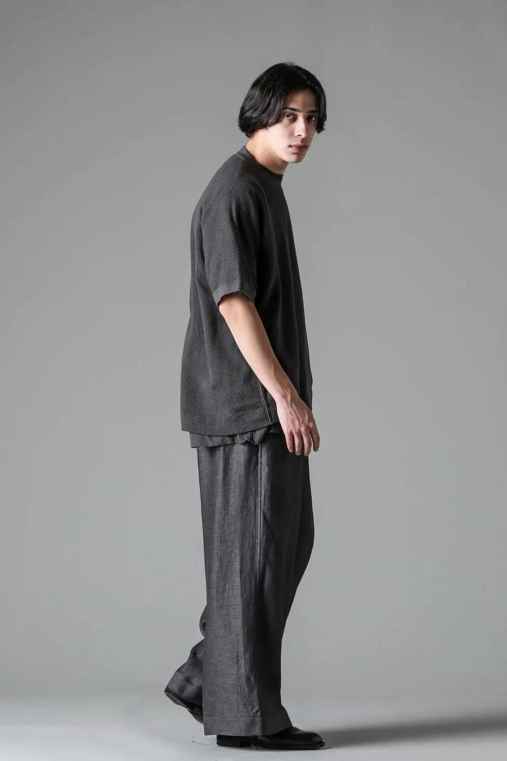 BACIC MESH TEE Cotton Mesh BLACK