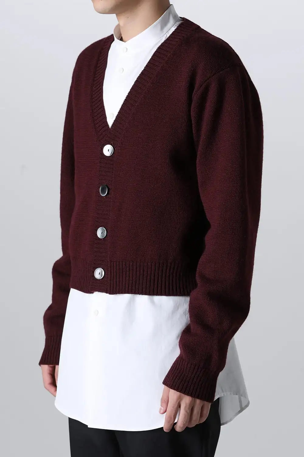 shetland wool cropped cardigan Bordeaux