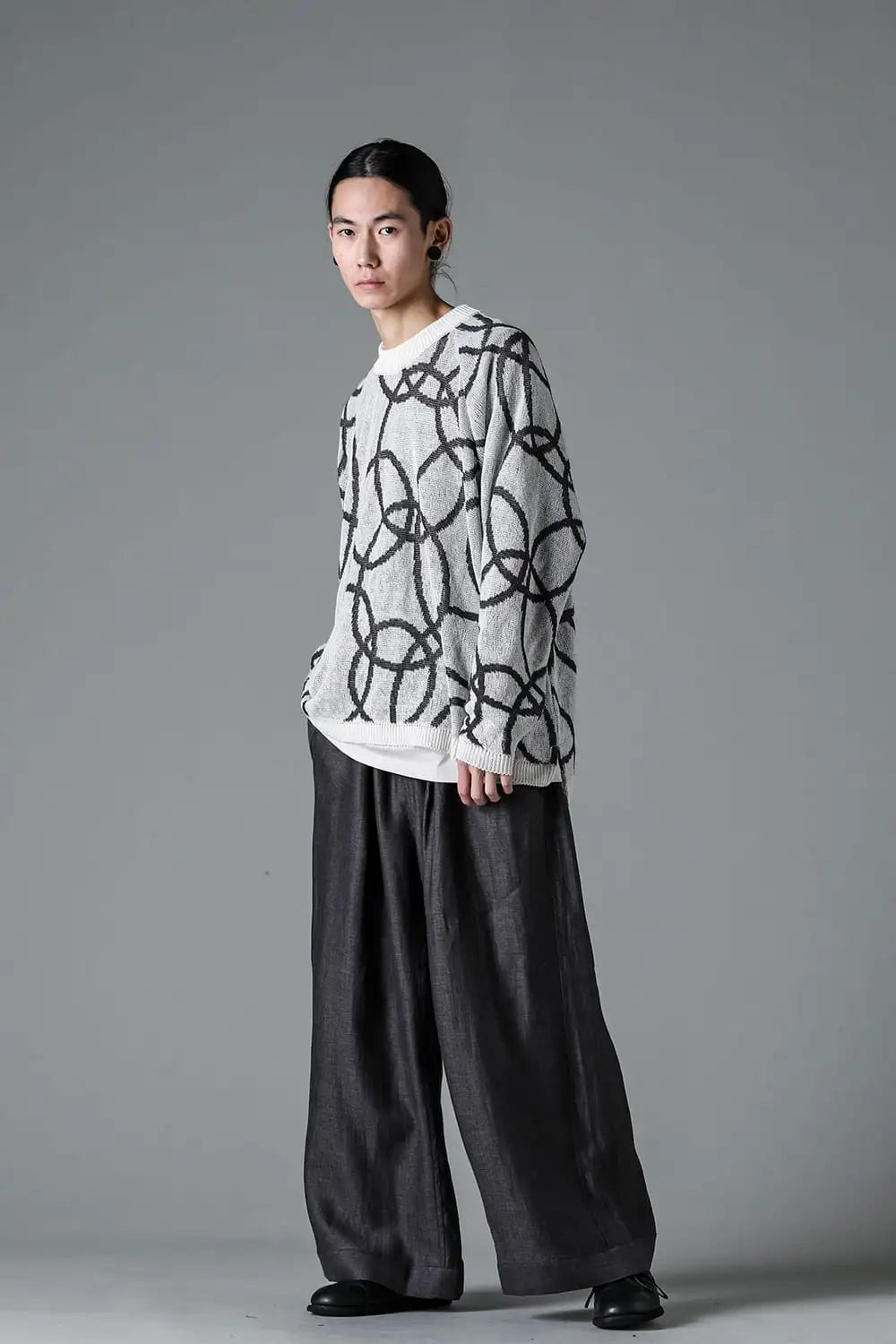 KNITTED CREW NECK Hemp yarn 7gg OFF WHITE