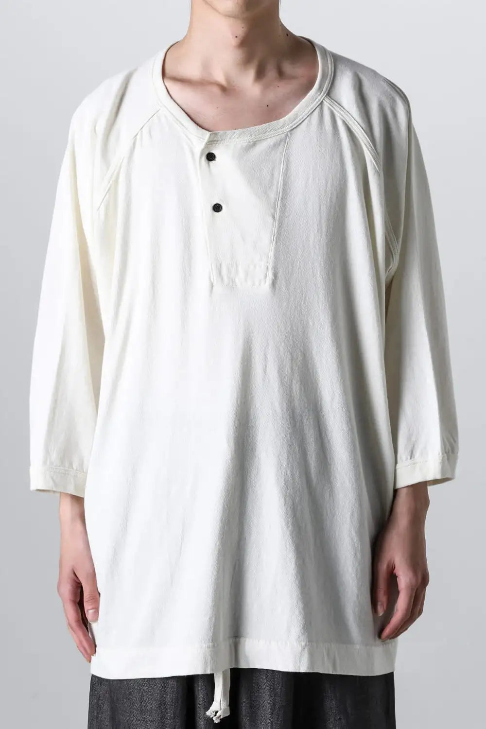 3/4SLEEVE HENLEY Cotton Hemp Jersey KINARI