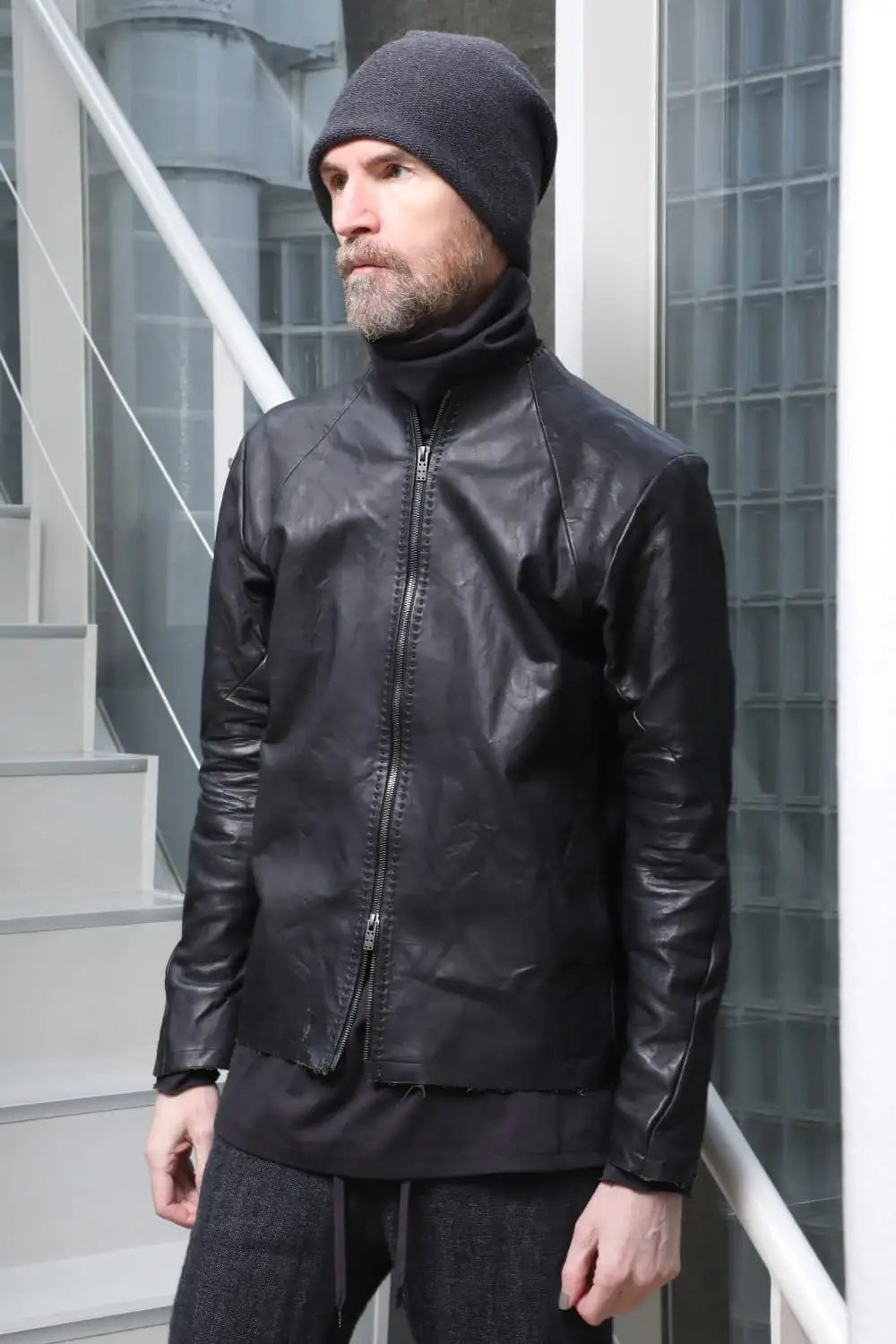 Leather  jacket  calf / silk   bonded