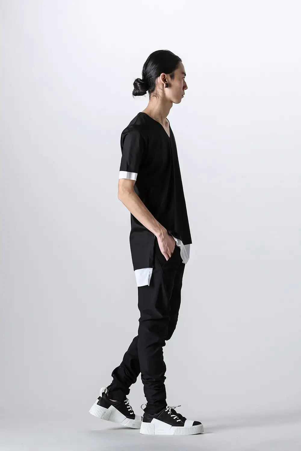 Layerd T-Shirt Black × White