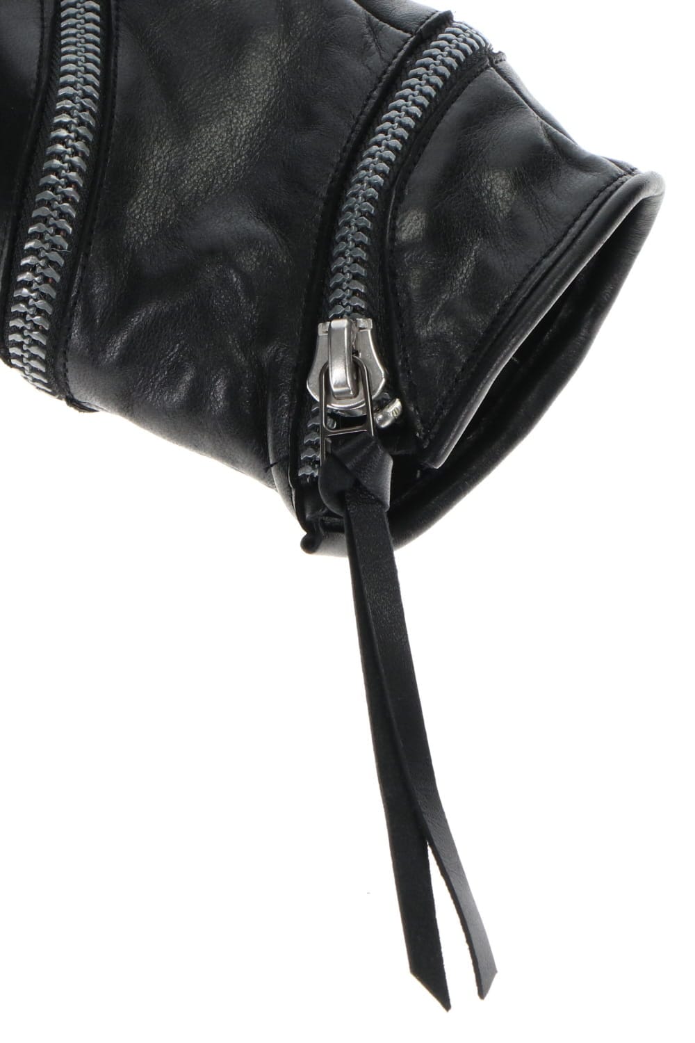 Horse Leather Spiral ZIP Gloves Black