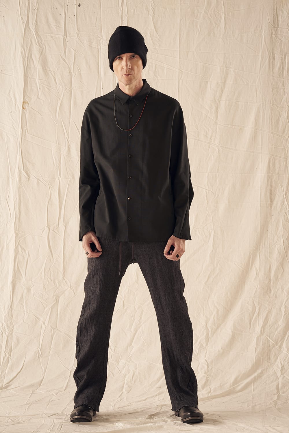 シャツ ルーズフィット サンドブラスト シルク コットン