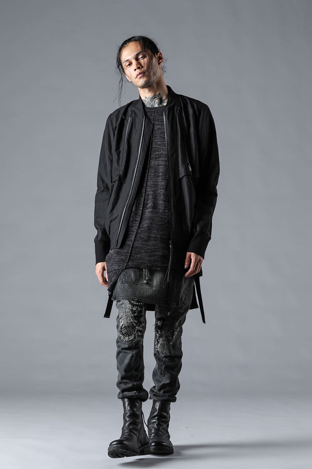 Salt-Shrunk Washed Dobby Border Bomber Jacket