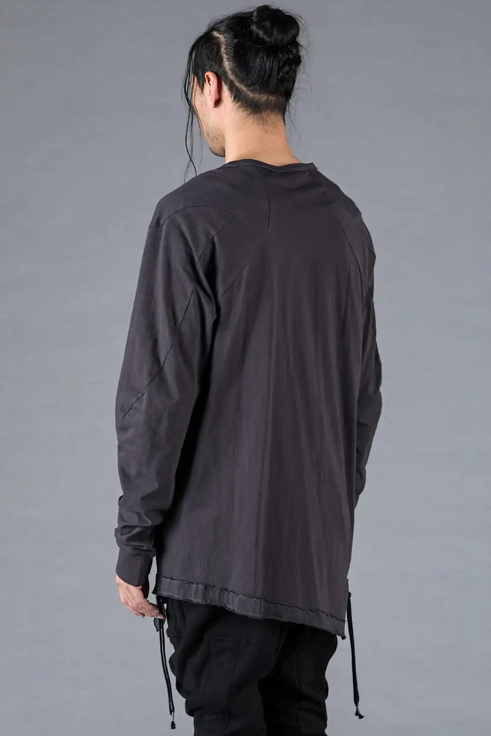 30/- Soft Cotton Jersey Side Zip Long Sleeve T-Shirt Charcoal