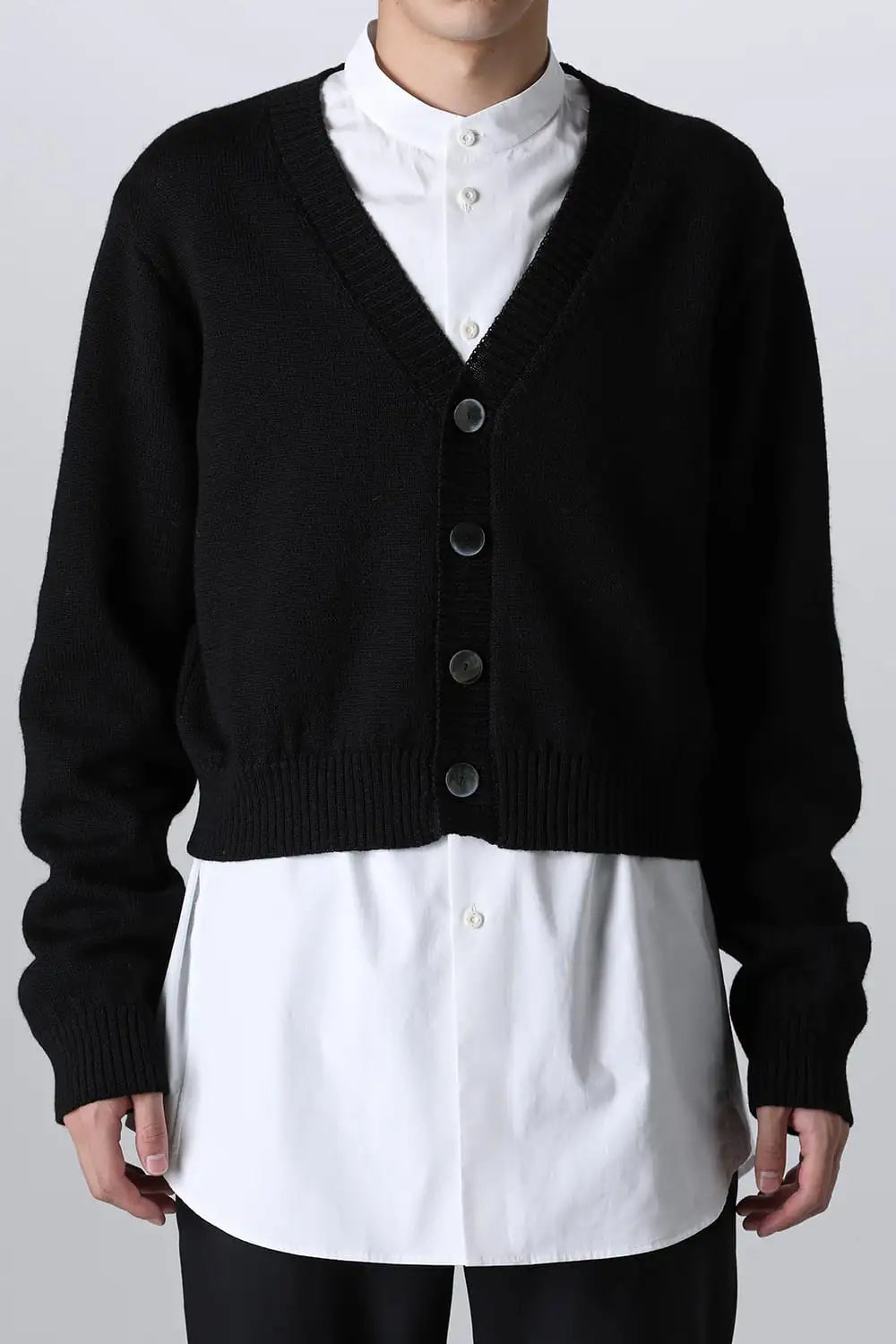 shetland wool cropped cardigan Black
