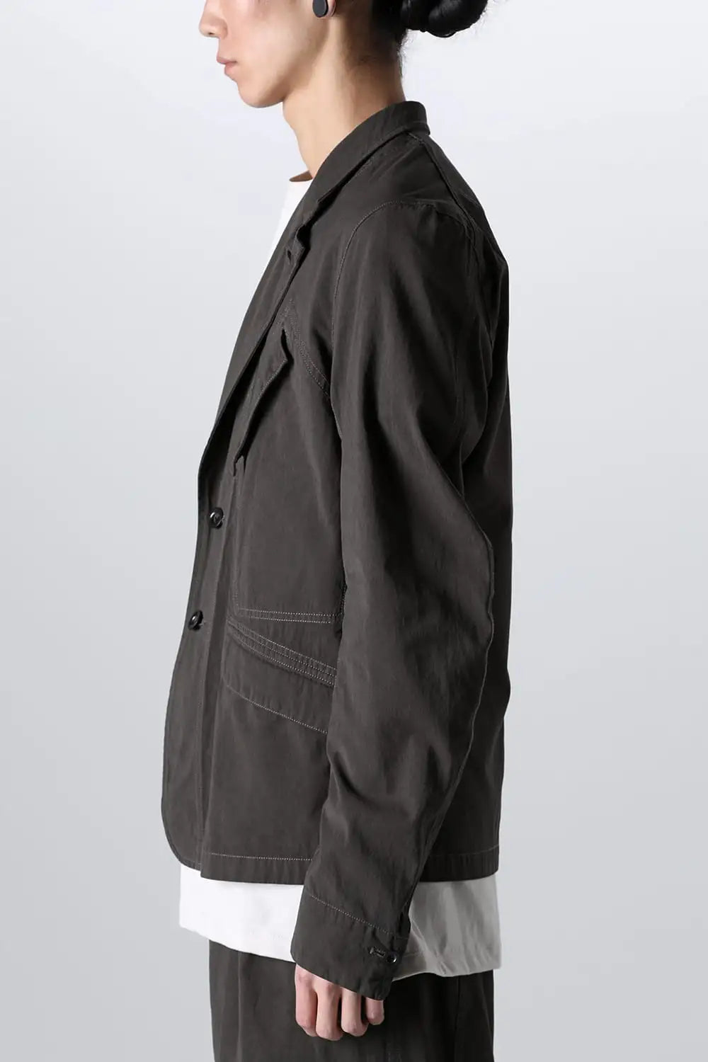 強撚ドライコットン ジャケット  オリーブドラブ