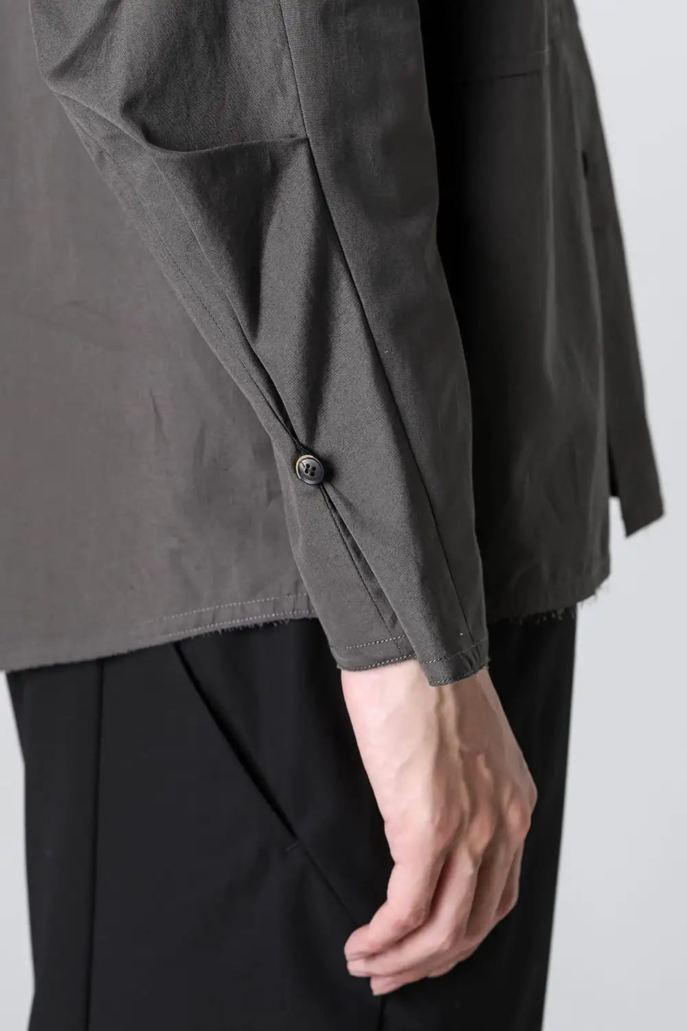 マオカラーシャツ 120/2 コットン マッドグレー