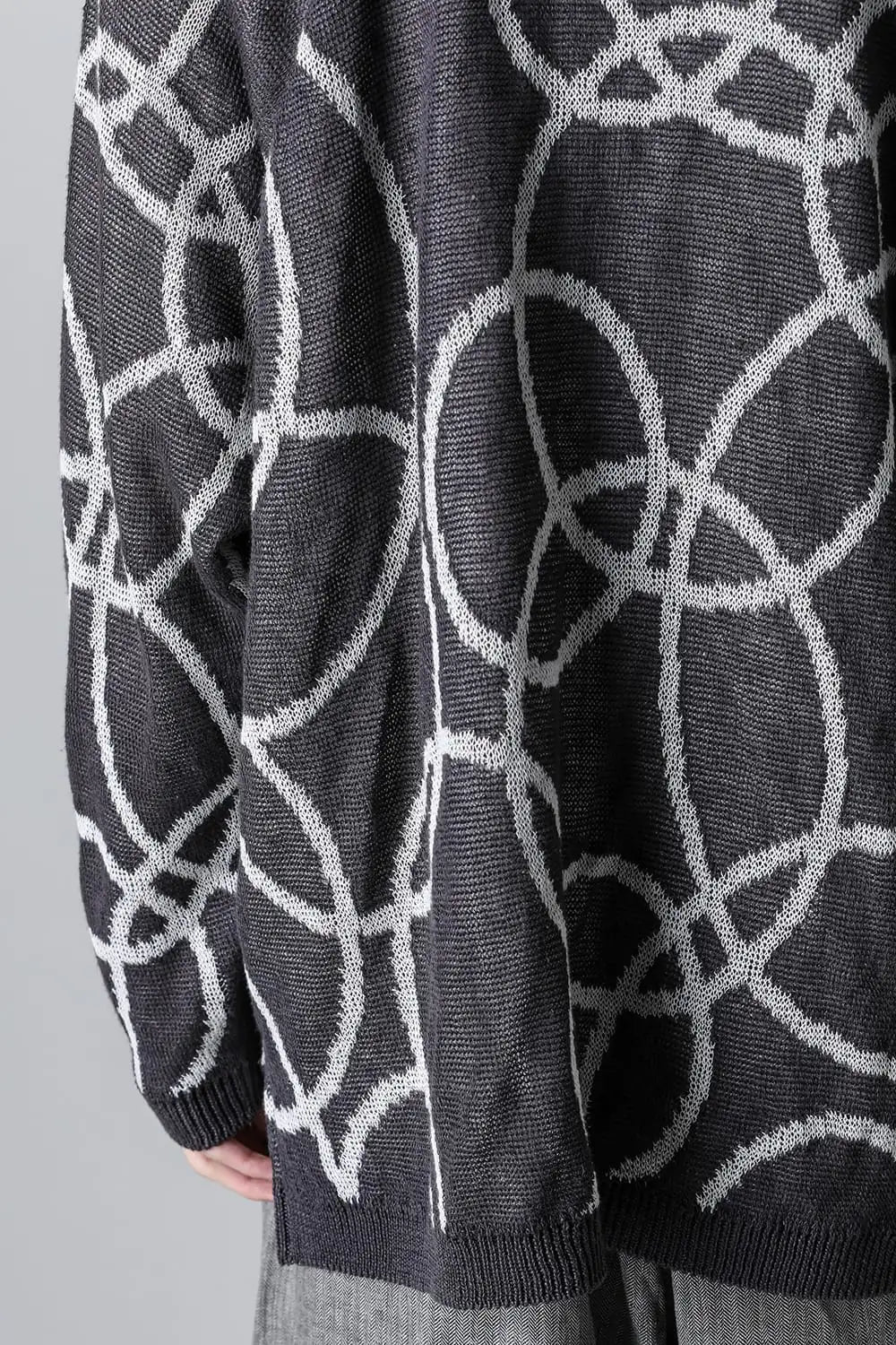 KNITTED CREW NECK Hemp yarn 7gg DK GREY